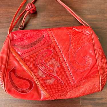 Gorgeous Vintage Sharif red snake skin leather pu… - image 1