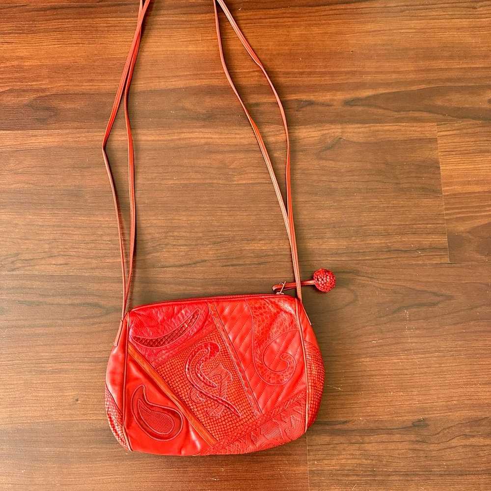 Gorgeous Vintage Sharif red snake skin leather pu… - image 2