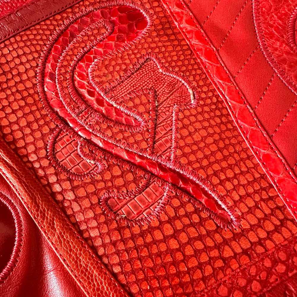 Gorgeous Vintage Sharif red snake skin leather pu… - image 3