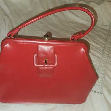 vintage red vinyl handbag