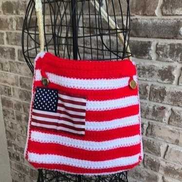 American Flag Handbag Purse Handmade VTG - image 1