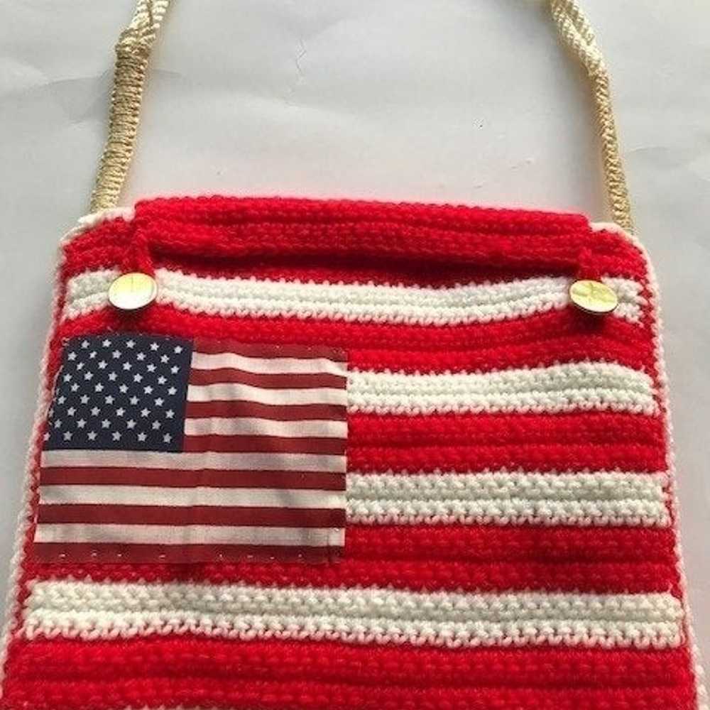 American Flag Handbag Purse Handmade VTG - image 2