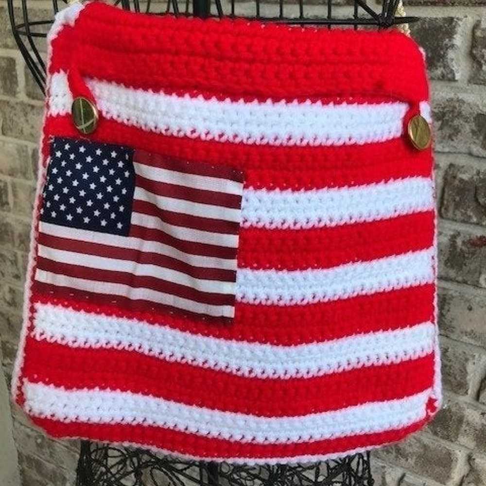 American Flag Handbag Purse Handmade VTG - image 3