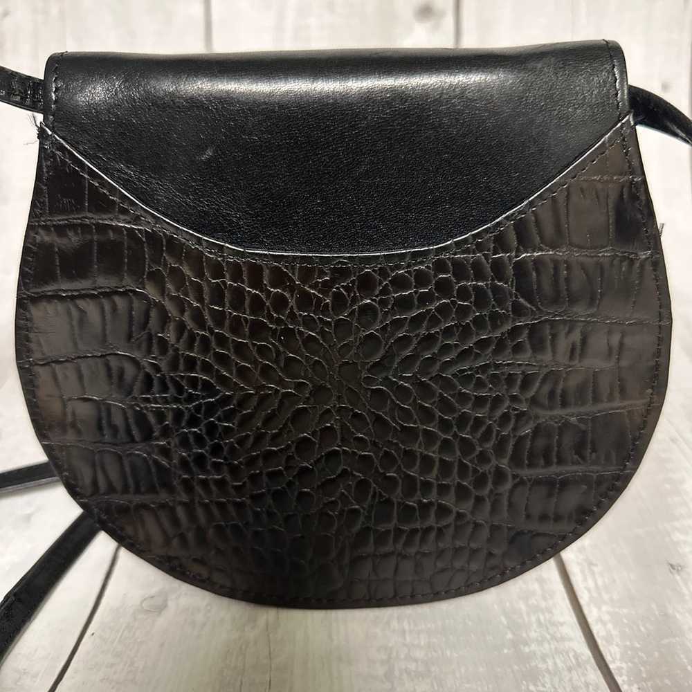 BRIGHTON Crossbody Purse Black Croc Leather Metal… - image 3