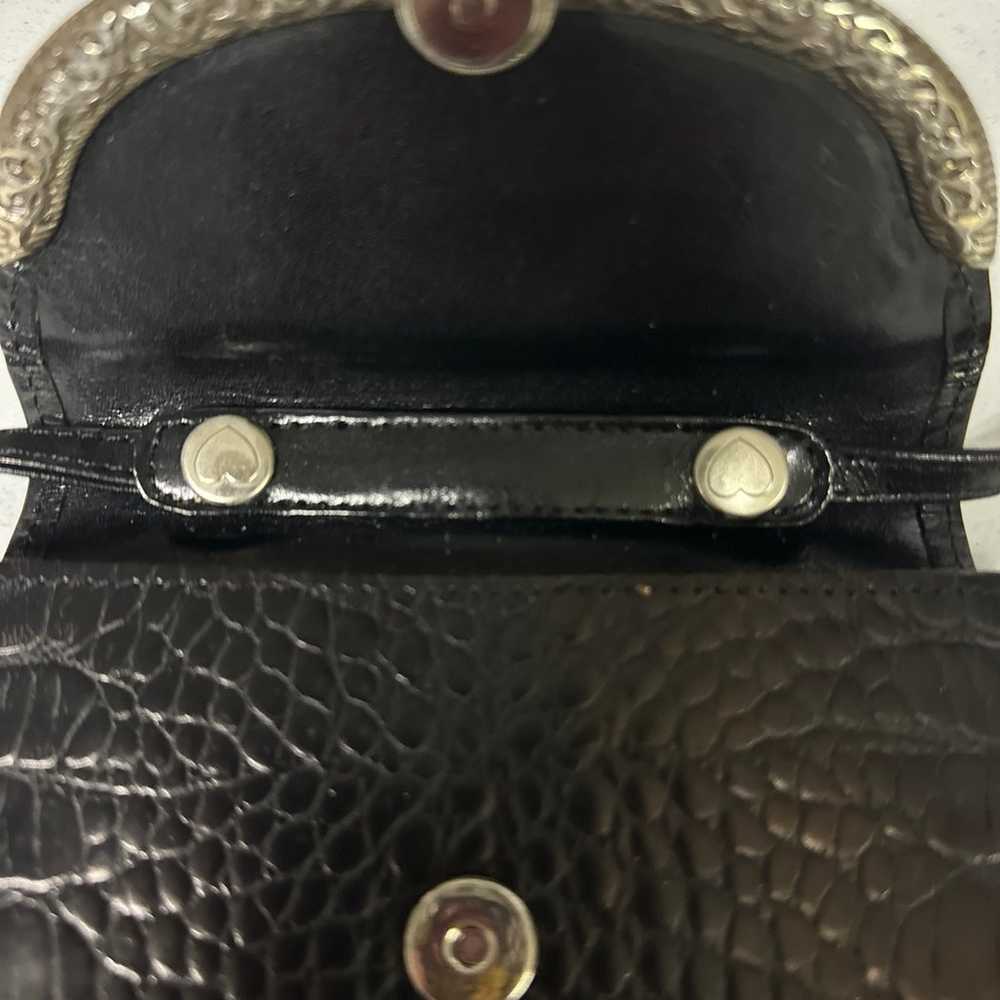 BRIGHTON Crossbody Purse Black Croc Leather Metal… - image 4