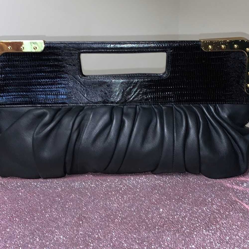 Vintage BCBGMaxAzria Black Leather Pleated Bag - image 1