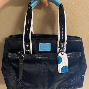 Vintage Coach Mini Hampton Nylon Tote - Navy blue selling