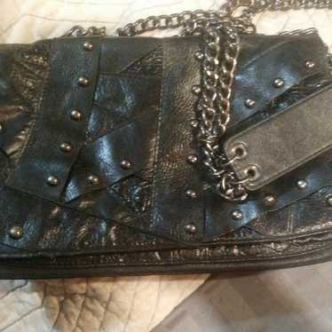 Vintage Black Leather studded ROMYGOLD C