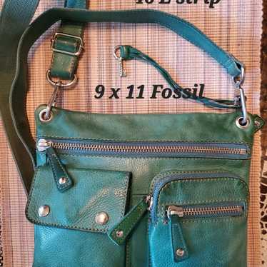 Vintage Leather Fossil Crossbody Purse Green - image 1