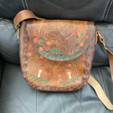 Vintage Boho Hippie Johnny's Bags Hand outlet Tooled Leather Handbag Purse Mexico