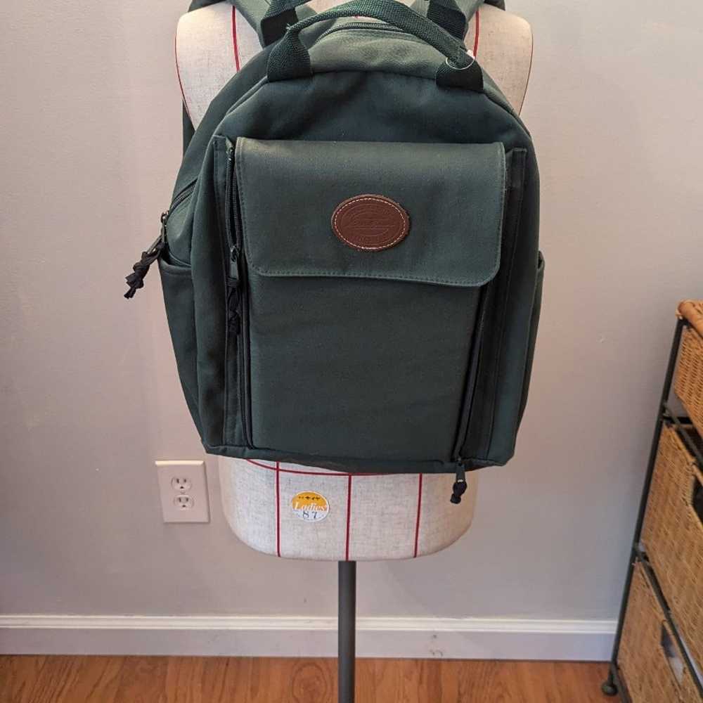 Vintage Eddie Bauer Backpack Leather Bottom Canva… - image 1