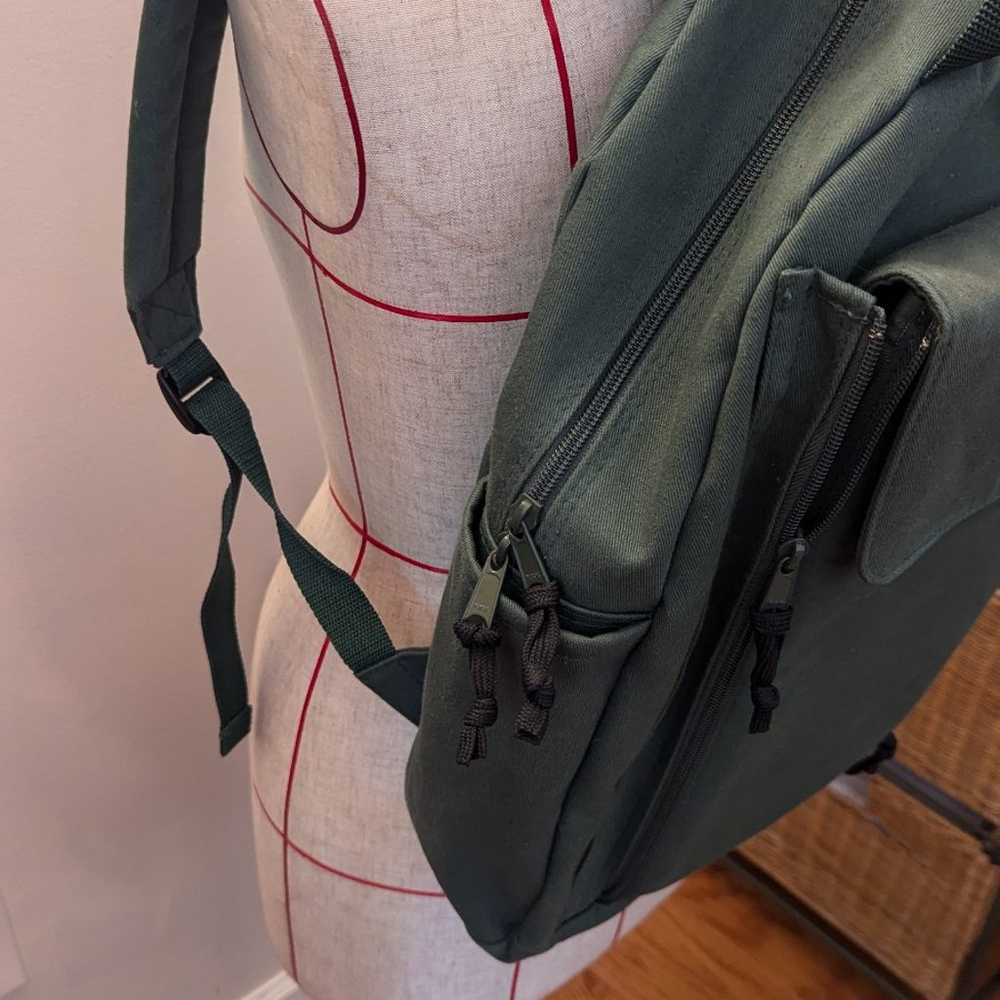 Vintage Eddie Bauer Backpack Leather Bottom Canva… - image 6