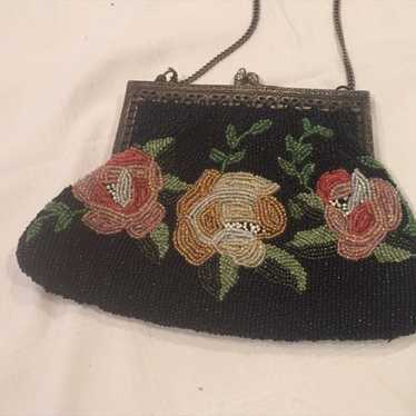 Vintage Style Black Beaded Evening Purse