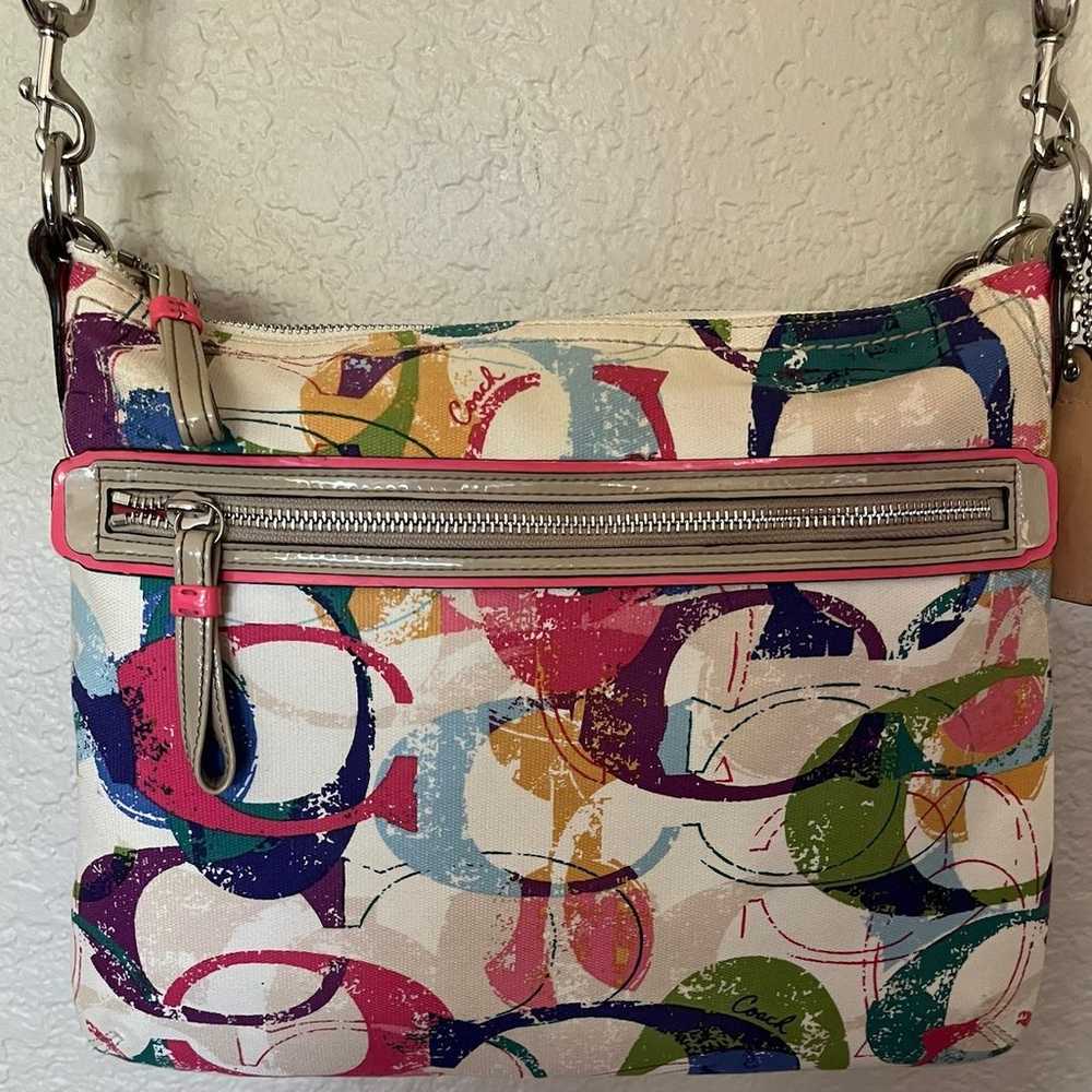 Vintage Coach Rainbow Pastel Print Crossbody Bag,… - image 1