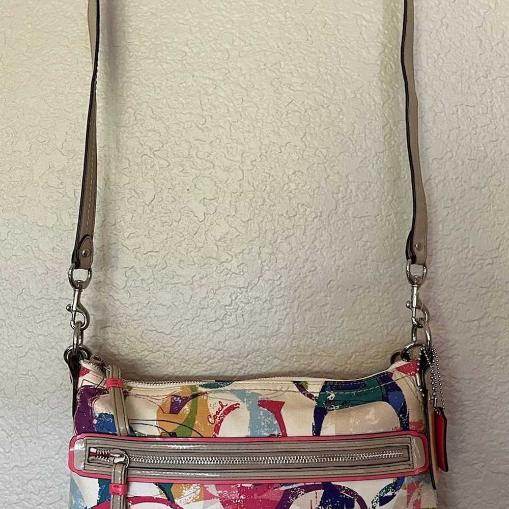 Vintage Coach Rainbow Pastel Print Crossbody Bag,… - image 2