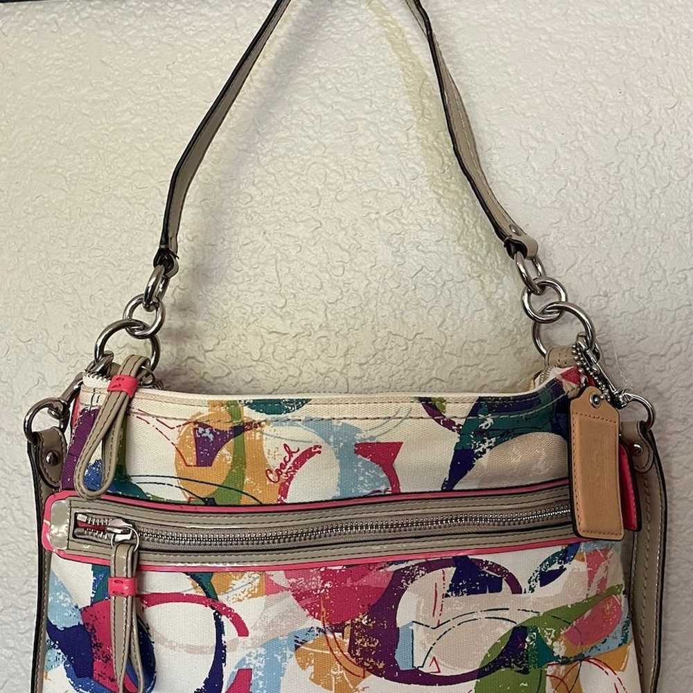 Vintage Coach Rainbow Pastel Print Crossbody Bag,… - image 3