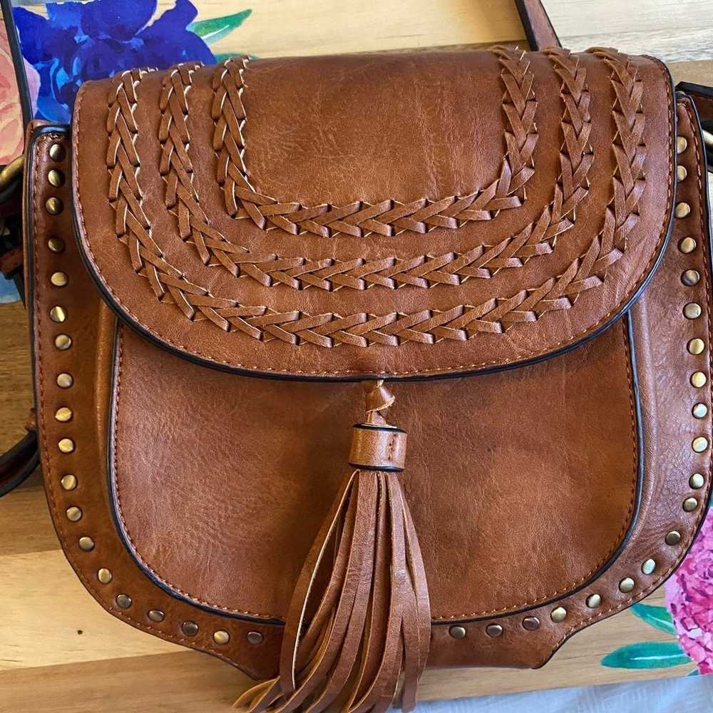 Brown Purse with tassel Antik Kraft vegan faux le… - image 5