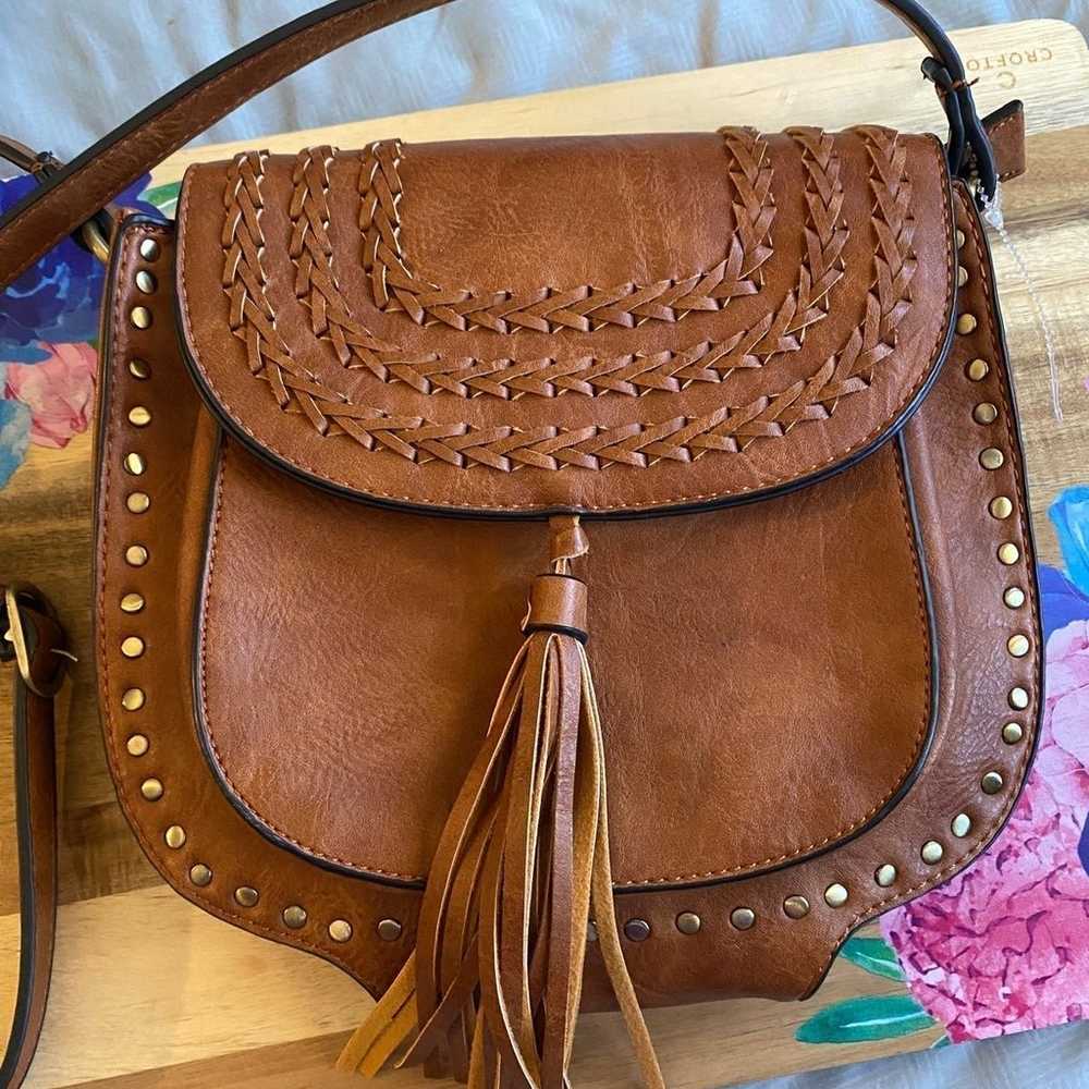 Brown Purse with tassel Antik Kraft vegan faux le… - image 7