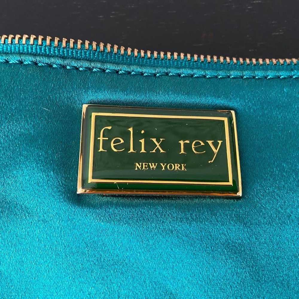 Vintage Felix rey Green Satin Gold Studded Bow Cl… - image 3