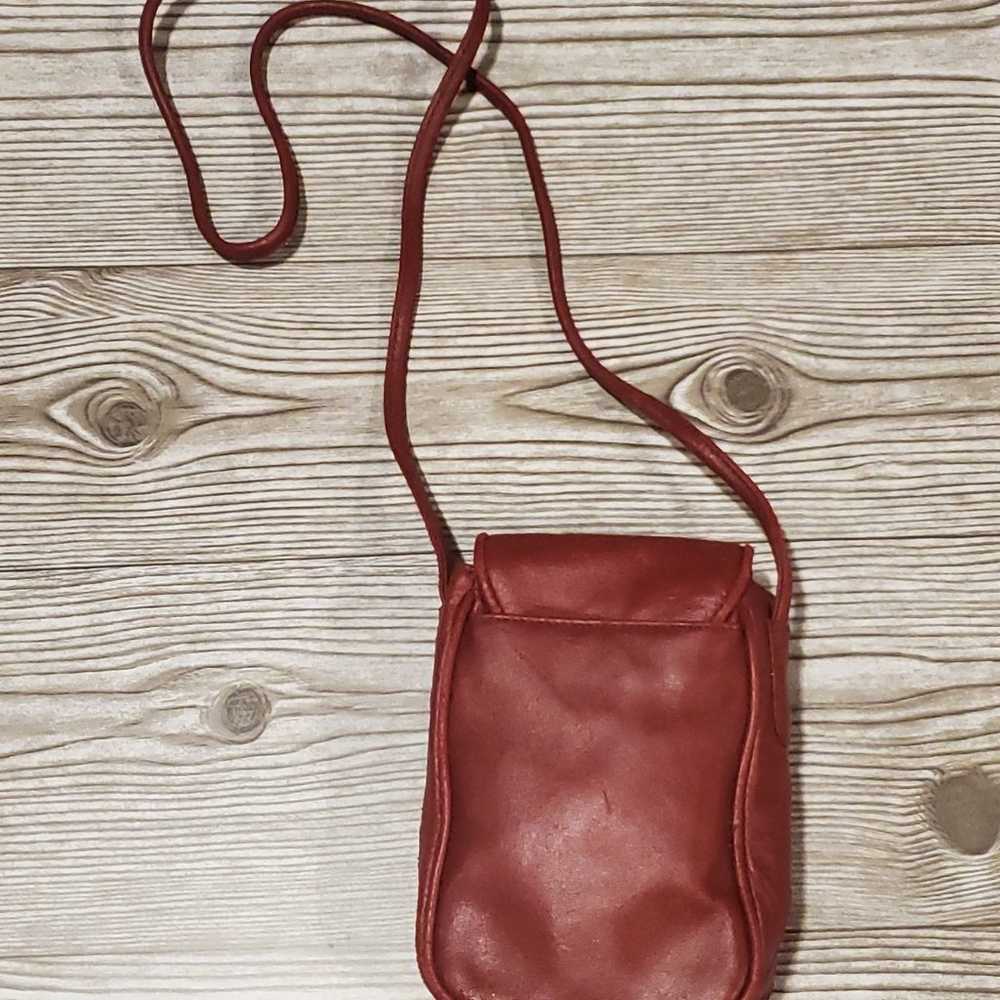 Vintage Red Leather Tiny crossbody with Silver He… - image 2