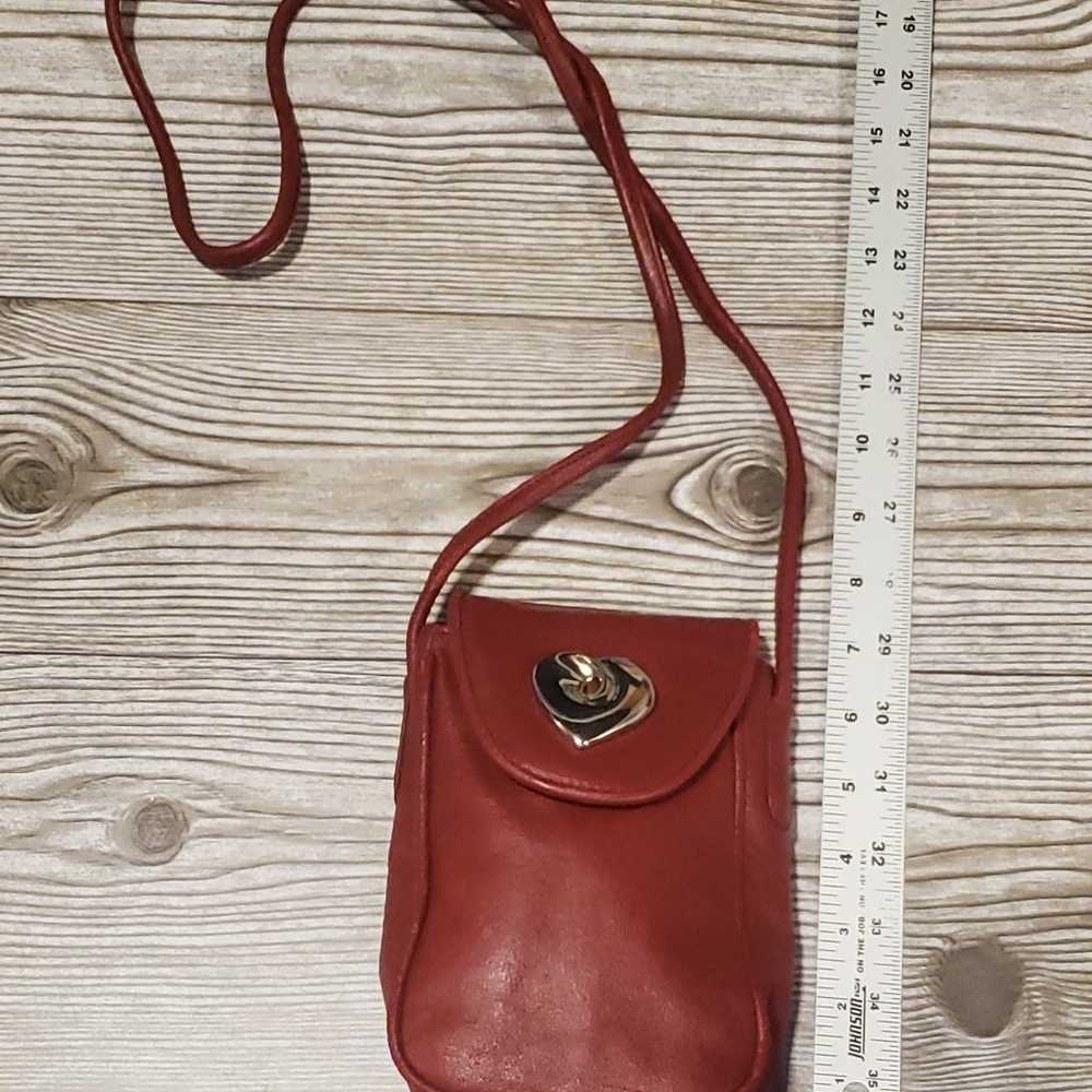 Vintage Red Leather Tiny crossbody with Silver He… - image 4