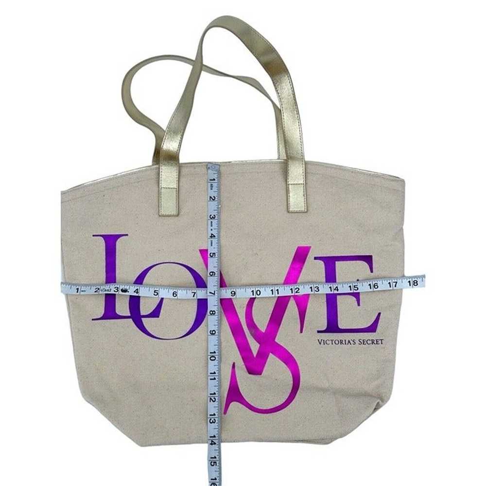 Vintage Victoria's Secret Love Tan Canvas Tote Ha… - image 5