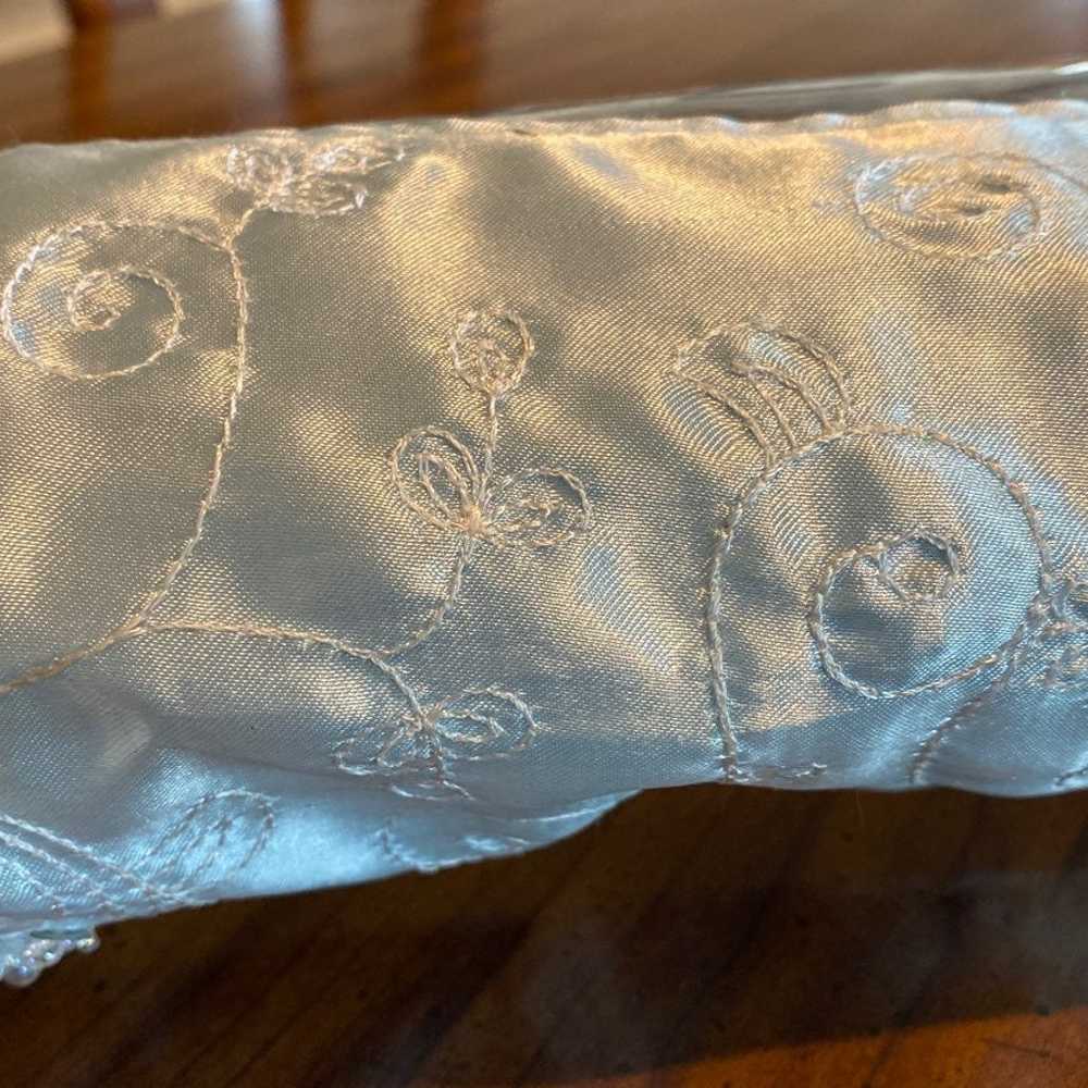 Vintage blue satin clear cosmetic bag - image 4