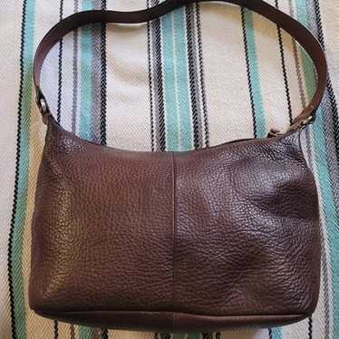 Vintage Fossil Brown Pebbled Leather Handbag - image 1