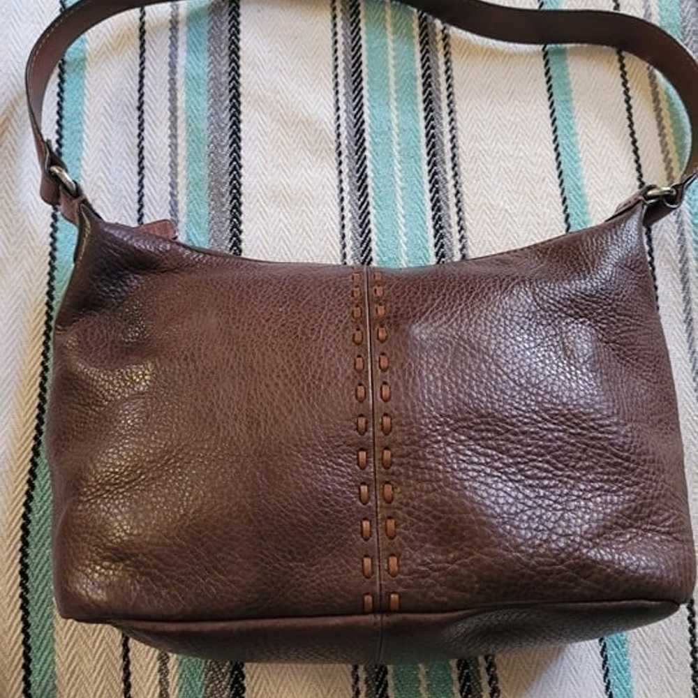 Vintage Fossil Brown Pebbled Leather Handbag - image 2