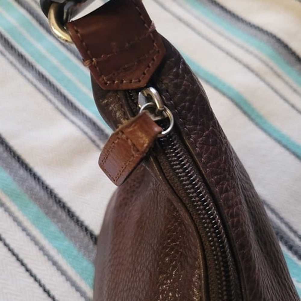 Vintage Fossil Brown Pebbled Leather Handbag - image 5