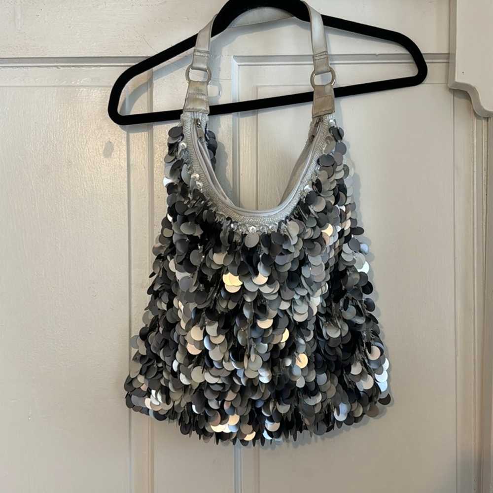 Vintage sequin shoulder bag  Zip fastening - image 1