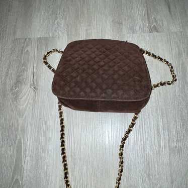 Lord and Taylor purse Brown chain strap quilted - image 1