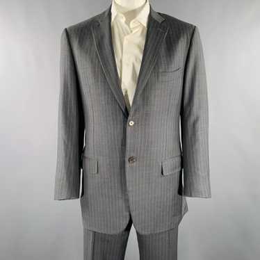 Isaia Grey Light Blue Pinstripe Wool Single Breast