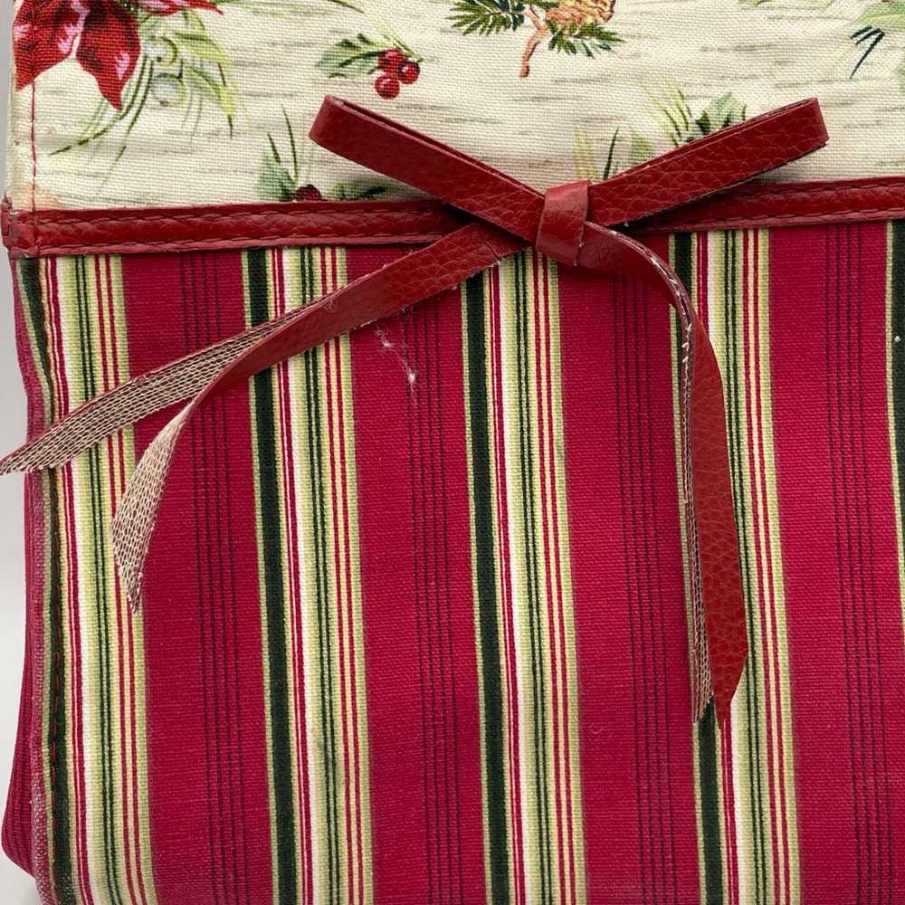 Longaberger Fabric Red Striped Poinsettia Floral … - image 2