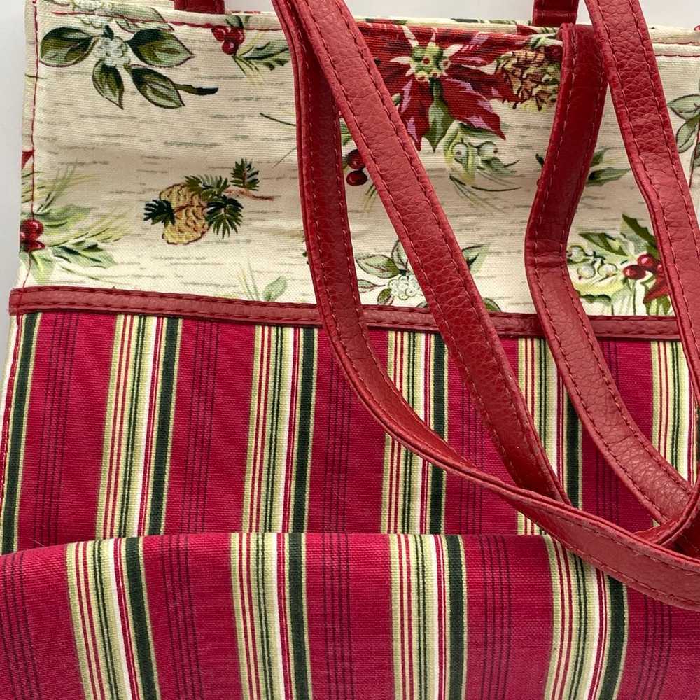 Longaberger Fabric Red Striped Poinsettia Floral … - image 5