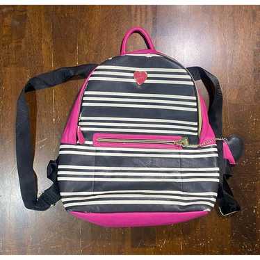 Betsey Johnson Striped Vintage Backpack Purse XoX… - image 1