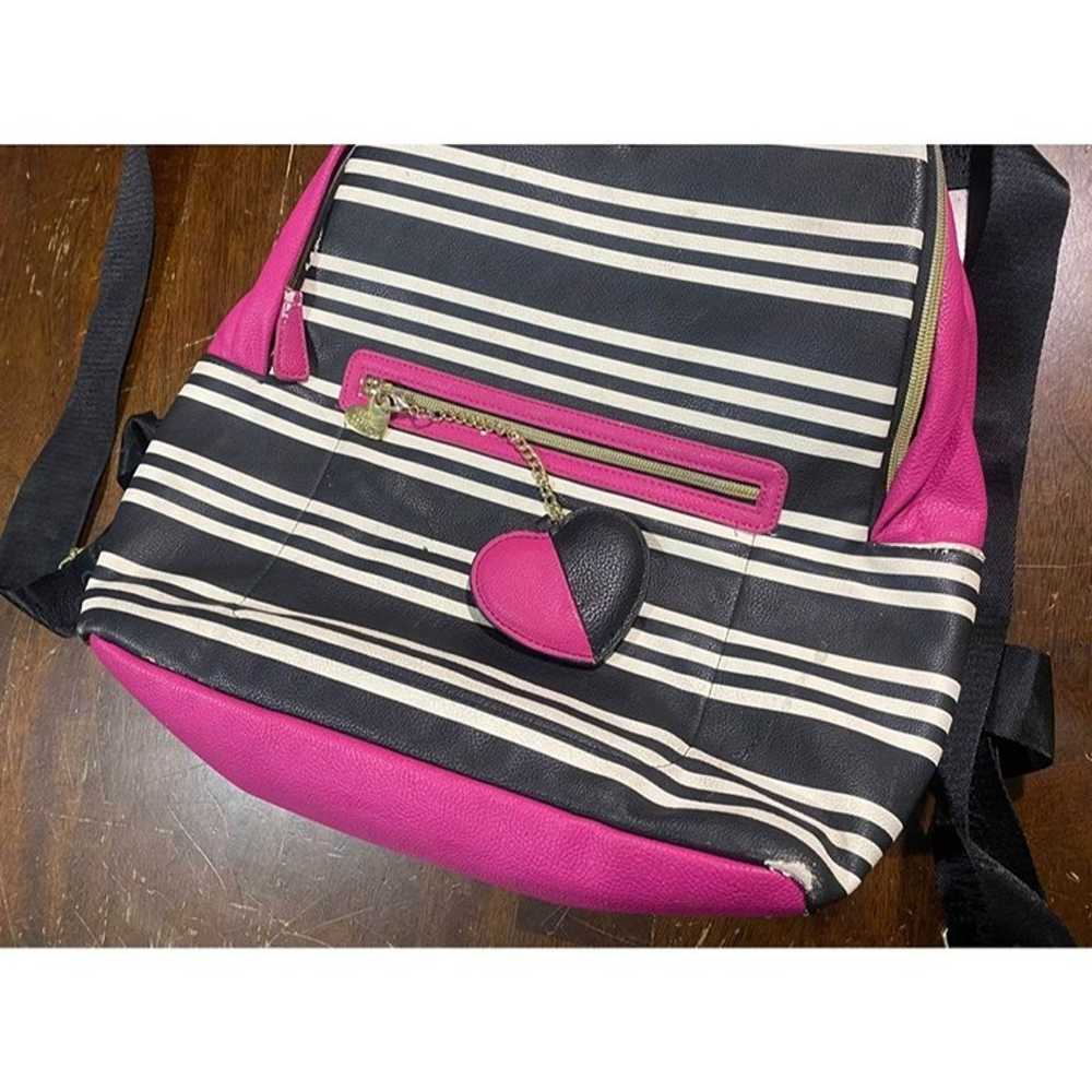 Betsey Johnson Striped Vintage Backpack Purse XoX… - image 3