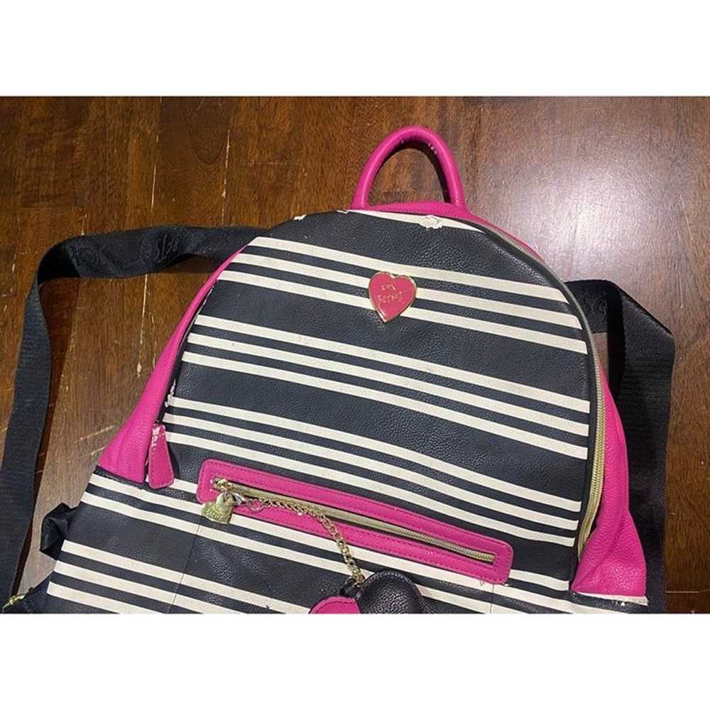 Betsey Johnson Striped Vintage Backpack Purse XoX… - image 4