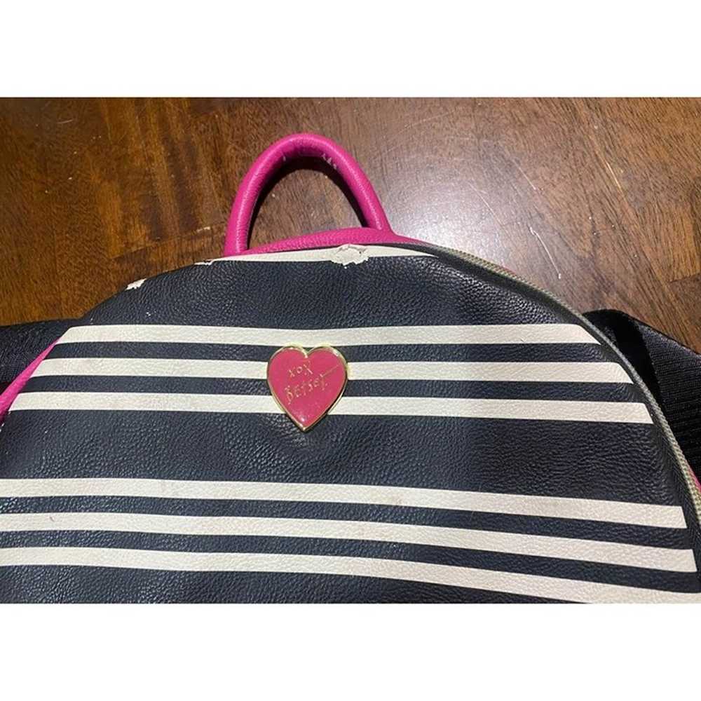 Betsey Johnson Striped Vintage Backpack Purse XoX… - image 6