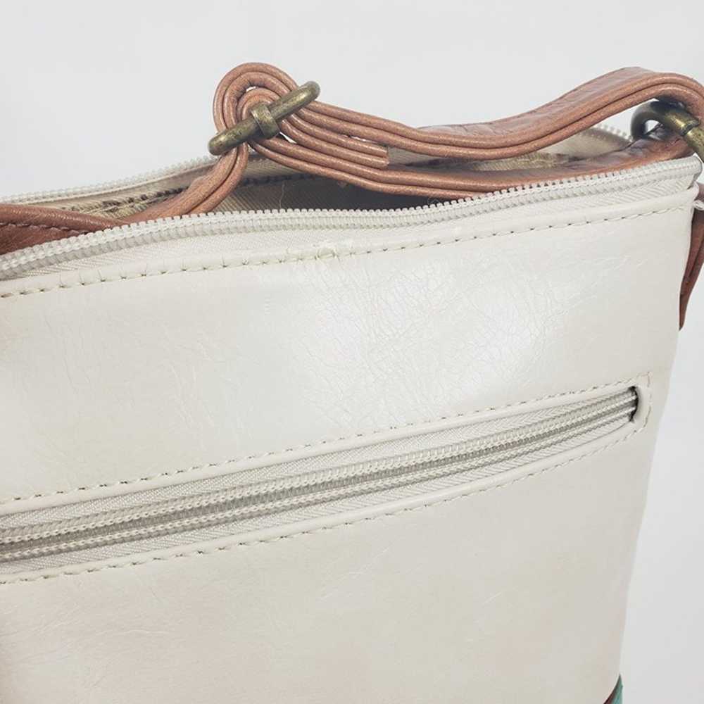 Vintage Stone Mountain Cream & Mint Faux Leather … - image 5