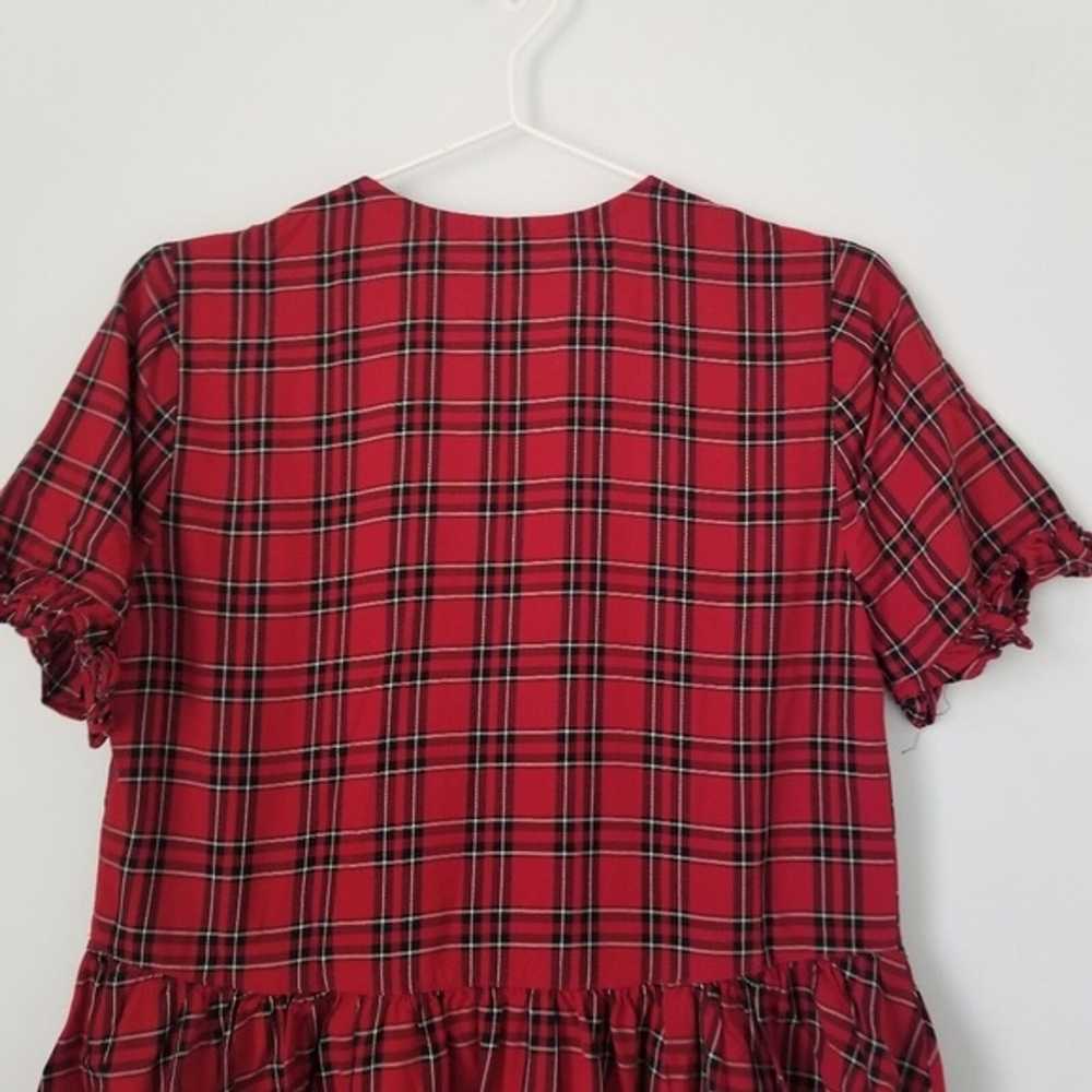 Madewell Red Plaid Studio Ruffle Hem Boho Blouse … - image 8