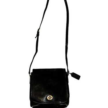 Coach Black Leather Companion Crossbody Bag 9076 Flap Turnlock deals Purse