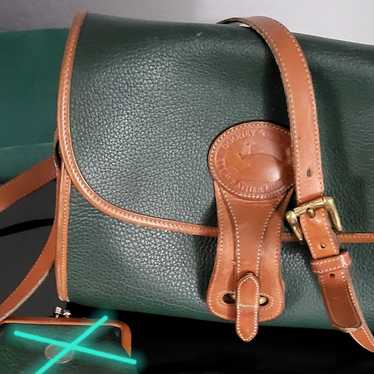 Vintage discount 1980s Dooney and Bourke Green All Weather Leather Essex Crossbody Bag