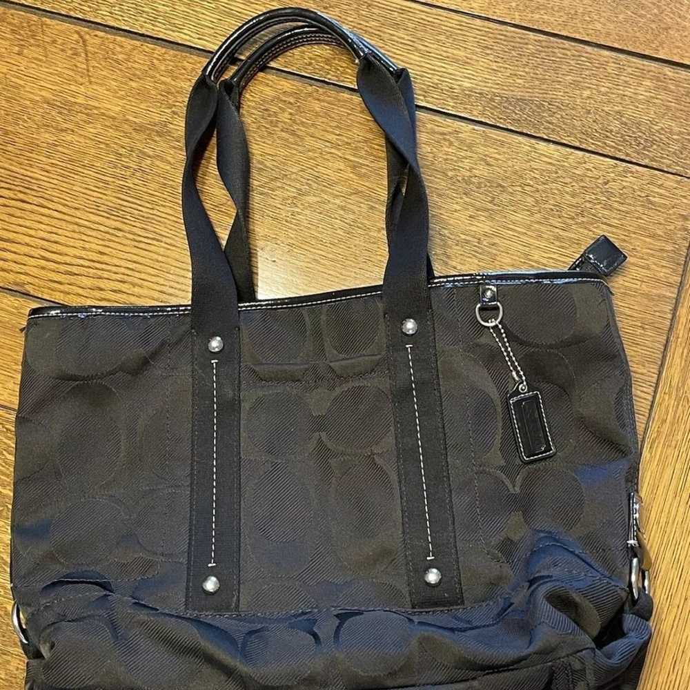 Coach Vintage Canvas Black Signature Monogram Tot… - image 2