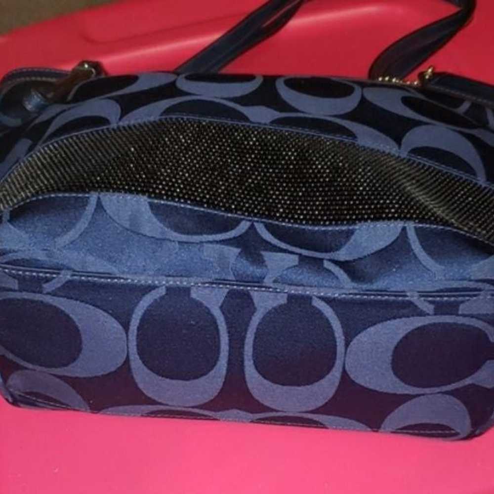 Coach Signature Stripe Blue Sequins Tote Bag #H11… - image 7