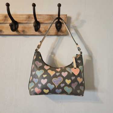 Dooney & Bourke Black Crayon Hearts Handbag Vintag