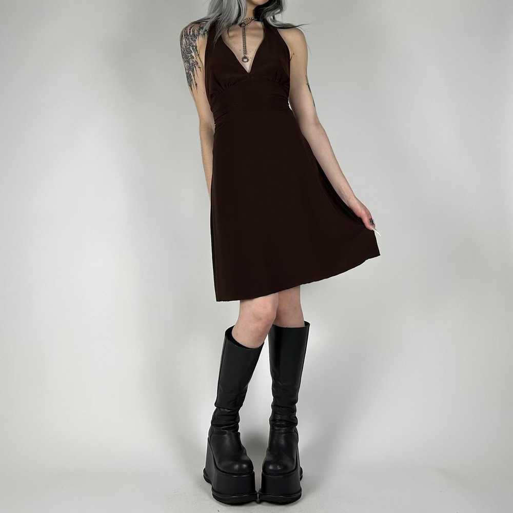 Y2K Espresso Mini Halter Dress (S) - image 10