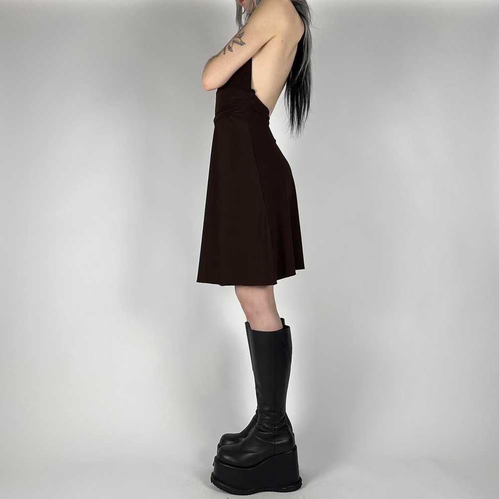 Y2K Espresso Mini Halter Dress (S) - image 5