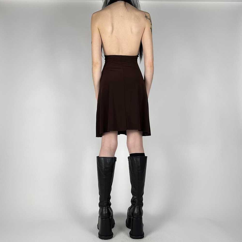 Y2K Espresso Mini Halter Dress (S) - image 9