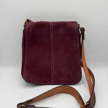 COACH BAG VINTAGE  DEEP PLUM  SUEDE NUBUC FLAP BA… - image 1